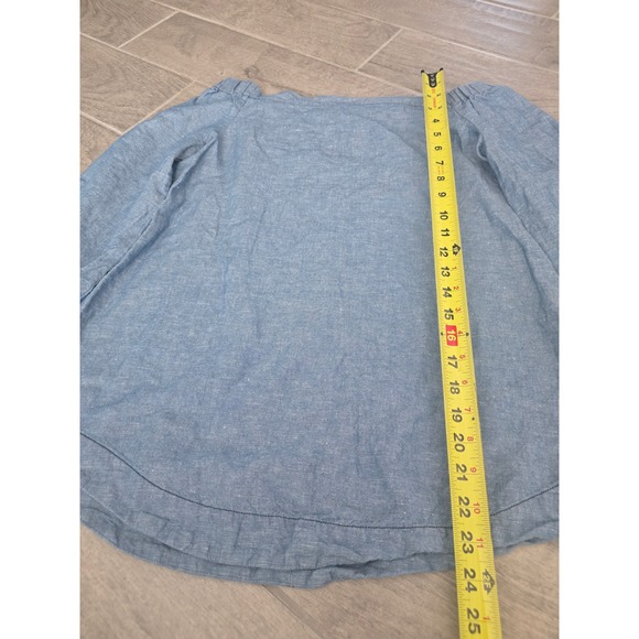 Free People Off The Shoulder Denim Chambray Long Sleeve Top Linen Cotton Small - Picture 3 of 8